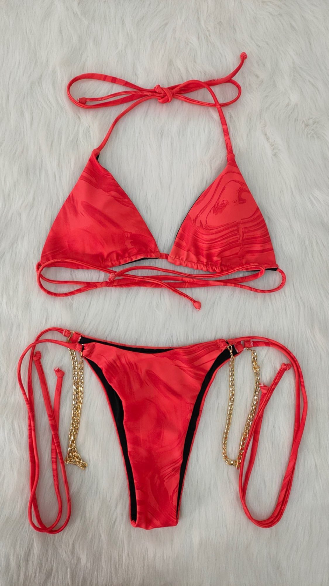 “Ripple Red” Triangle Bikini